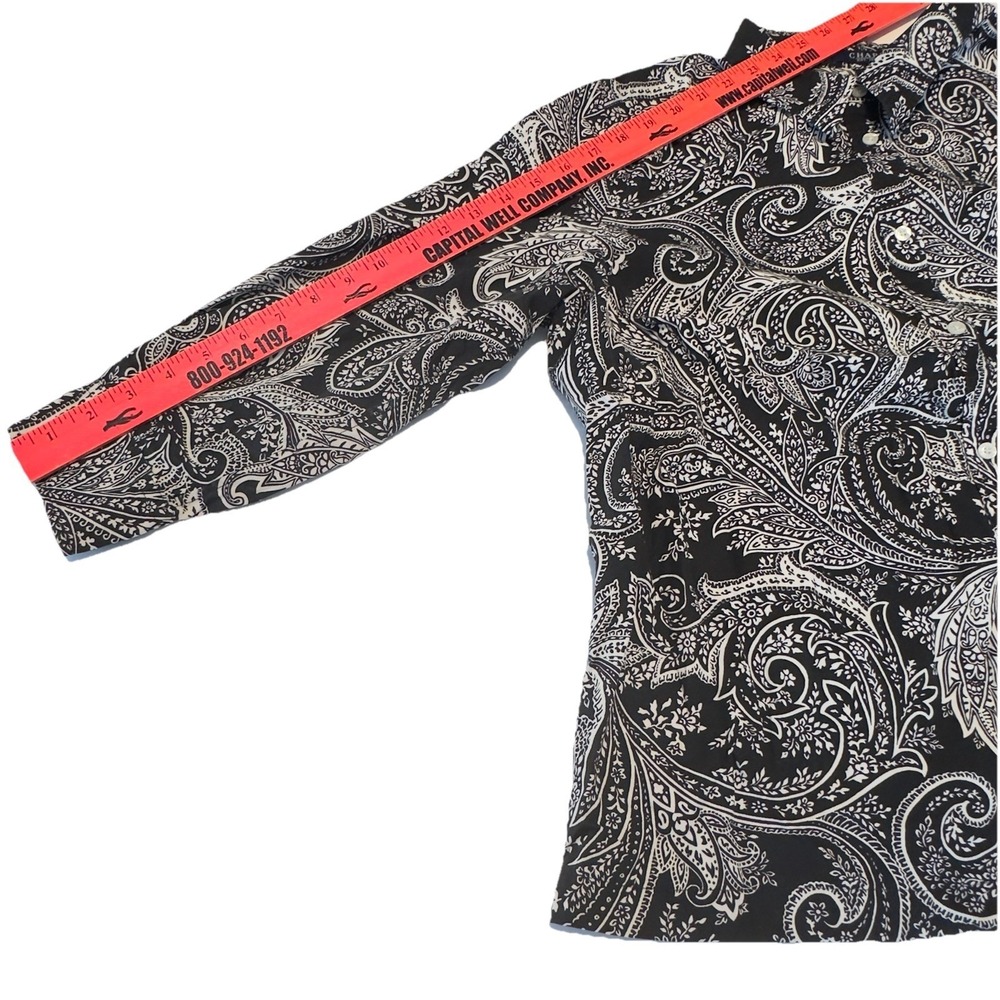 Chaps Women's Long Sleeve Floral Paisley Cotton Button Down Shirt Size 1X Black - Picture 5 of 8